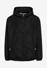 Valentino Vlogo Hooded Nylon Windbreaker Black 8V0CI3466FN/S_VALE-0NO