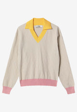 Fendi V-neck Monogram Sweater Beige FZXE95AW4S/S_FENDI-F0WC4