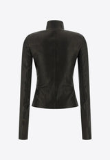 Rick Owens Temple Gary Leather Zip Jacket Black RP01F6701LSV_09