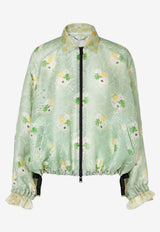 Fendi Bouquet Print Organza Lace Bomber Jacket Green FJ7711AW9F/S_FENDI-F1AL8
