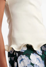 Stella McCartney Frilled Hem Ribbed T-shirt White 6J04543SQA51_9200