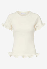 Stella McCartney Frilled Hem Ribbed T-shirt White 6J04543SQA51_9200