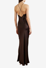 Anine Bing Laurel Criss-Cross Slip Maxi Dress Dark Brown A0211285_BWN43