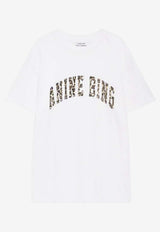 Anine Bing Walker Leopard Print Logo T-shirt Ivory A0812128_IVY1