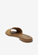 Prada Triangle Logo Woven Strap Flat Sandals Caramel 1XX758B0102ACS/S_PRADA-F098L
