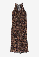 Anine Bing Flora Leopard Print Midi Dress Brown A0212070_MTL59