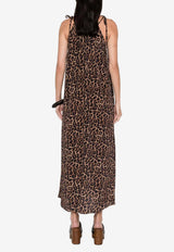 Anine Bing Flora Leopard Print Midi Dress Brown A0212070_MTL59