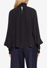 Anine Bing Anne High-Neck Relaxed Blouse Black A0711598_BLK26