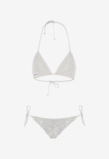 P.A.R.O.S.H. Halterneck Sequined Bikini White D005520GONG26_001