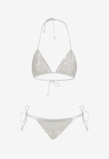 P.A.R.O.S.H. Halterneck Sequined Bikini White D005520GONG26_001