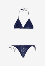 P.A.R.O.S.H. Halterneck Sequined Bikini Blue D005520GONG26_012