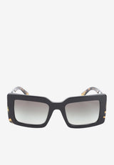 Embossed Logo Square Sunglasses