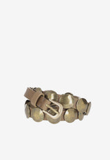 Golden Goose DB Trinidad Belt in Aged Leather with Large Studs Brown GWA00408A000448_55319