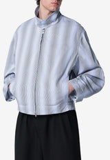 Dries Van Noten Textured Striped Zip Jacket Blue 205283063/S_DRVNO-504