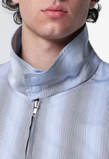 Dries Van Noten Textured Striped Zip Jacket Blue 205283063/S_DRVNO-504