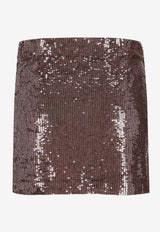 P.A.R.O.S.H. Sequined Mini Skirt Brown D630600GONG26_008
