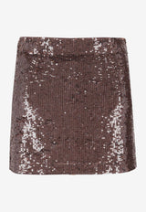 P.A.R.O.S.H. Sequined Mini Skirt Brown D630600GONG26_008