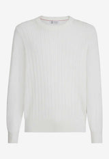 Brunello Cucinelli Ribbed Crewneck Sweater White M29204000CO/S_CUCIN-C2723