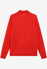 The Frankie Shop Tala Semi-Sheer Knit Polo Red POFS22136WO/S_THE-700