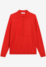 The Frankie Shop Tala Semi-Sheer Knit Polo Red POFS22136WO/S_THE-700