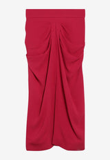Valentino Ruched Front Slit Midi Skirt Red 8B0RAEY6A8F/S_VALE-D0Z