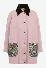 Valentino Floral Patch Denim Caban Jacket Pink 8B3DC8359Y9/S_VALE-O45