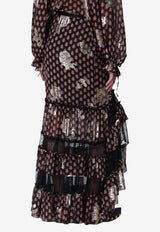 Etro Printed Silk Maxi Tiered Skirt Multicolor WRFA019399SAA84/S_ETRO-X0811