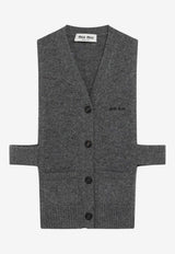 Miu Miu Embroidered Cashmere Vest Gray MMV380OOO19RL/S_MIU-F0480
