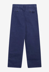 Miu Miu Embroidered Logo Straight-Leg Pants Blue MP1970OOO19JY/S_MIU-F0021