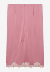 Valentino Antique Pink Lace-Hem Cady Skirt Pink 8B0RAF309VQ/S_VALE-O45