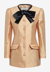 Valentino Bow-Embellished Shantung Blazer Orange 8B0CJ4509F3/S_VALE-F8E