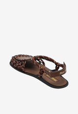Miu Miu Interwoven Straps Leather Sandals Brown 5X615E0053ZML/S_MIU-F0L18