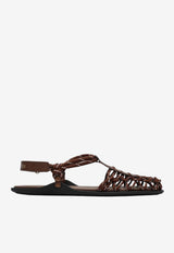 Miu Miu Interwoven Straps Leather Sandals Brown 5X615E0053ZML/S_MIU-F0L18