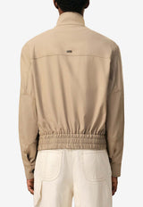 AMI PARIS Harrington Woven Jacket Beige HJK876WV0194_A036