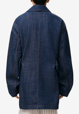 AMI PARIS Logo Patch Denim Jacket Blue UJK898DE0122_402