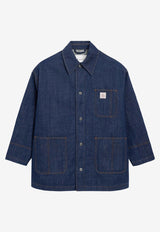 AMI PARIS Logo Patch Denim Jacket Blue UJK898DE0122_402