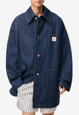 AMI PARIS Logo Patch Denim Jacket Blue UJK898DE0122_402