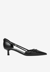 Prada 45 Side-Open Leather Pumps Black 1I442OB045011/S_PRADA-F0002