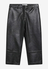 The Frankie Shop Lior Leather Capri Pants Black PAFS21789LE/S_THE-100