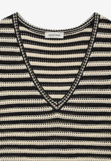 Anine Bing Lowen Striped V-neck Top Monochrome A0911919_MTL81