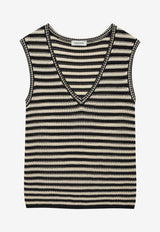 Anine Bing Lowen Striped V-neck Top Monochrome A0911919_MTL81