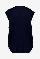 AMI PARIS Ami De Coeur Sweater Vest Navy UKS860KN0156_A116
