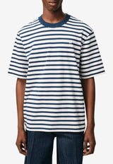 AMI PARIS Ami De Coeur Striped T-shirt Blue UTS374JE0210_A044