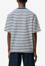 AMI PARIS Ami De Coeur Striped T-shirt Blue UTS374JE0210_A044