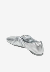 Loewe Pebble Soft Laminated Nappa Ballet Flats Silver LLPF466X01LE/S_LOEW-1160