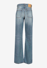 AMI PARIS Logo Patch Faded Straight-Leg Jeans Blue FTR450DE0046_480