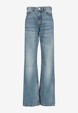 AMI PARIS Logo Patch Faded Straight-Leg Jeans Blue FTR450DE0046_480