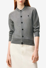 AMI PARIS Ami De Coeur Buttoned Cardigan Gray FKC386KN0039_0504