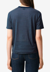 AMI PARIS Ami De Coeur Striped T-shirt Blue FTS373JE0212_A044