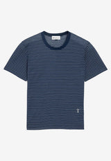 AMI PARIS Ami De Coeur Striped T-shirt Blue FTS373JE0212_A044